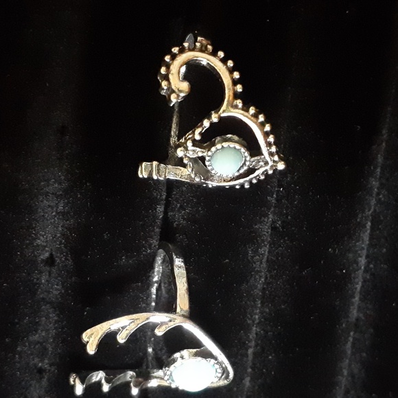 Blue Stone Antler Rings - Picture 2 of 4